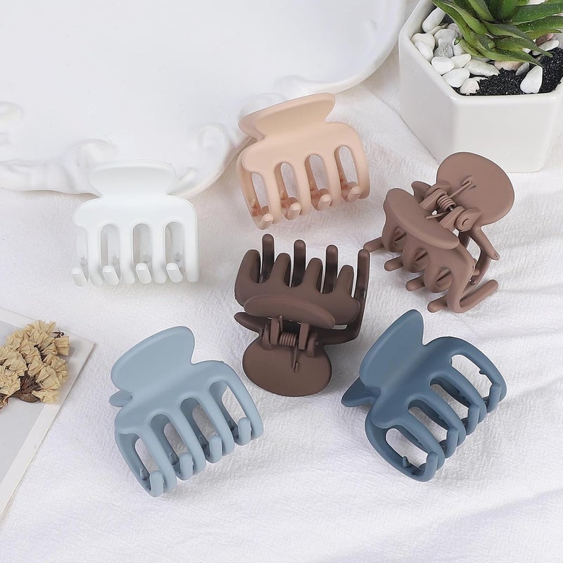 USDNICE 6 Pcs Hair Clips Small Claw Clips for Thin Hair Medium Matte Non-slip Hair Accessories for Women and Girls (Brown Blue) - Image 3